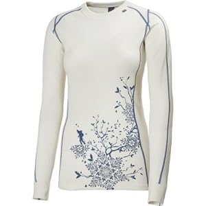 Helly Hansen Women's Warm Ice Crew, White/Deep Steel Print, X-Large