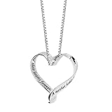 Sterling Silver A Mother Holds Her Child's Hand For A Short While and Their Hearts Forever Ribbon Heart Pendant, 18