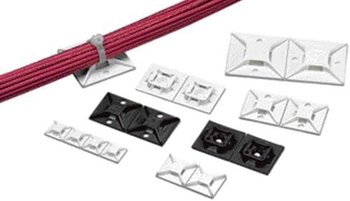 PanduitABM2S-A-C Adhesive Backed Cable Tie Mount, 4-Way Mount, Pre-Installed Adhesive, Indoors Environment, ABS, Rubber Mounting Method, White (Pack of 100)