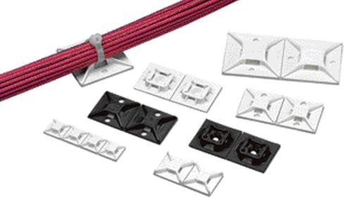 PanduitABM2S-A-C Adhesive Backed Cable Tie Mount, 4-Way Mount, Pre-Installed Adhesive, Indoors Environment, ABS, Rubber Mounting Method, White (Pack of 100)