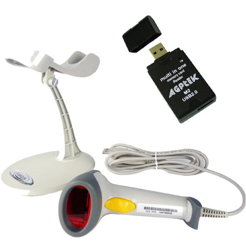 Hands Free USB Automatic Scanning Barcode Bar-code Scanner Reader with Adjustable Stand w/AGPtek USB All In One card reader