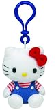 TY Beanie Baby - HELLO KITTY (BLUE OVERALLS) ( Plastic Key Clip ) [Toy]