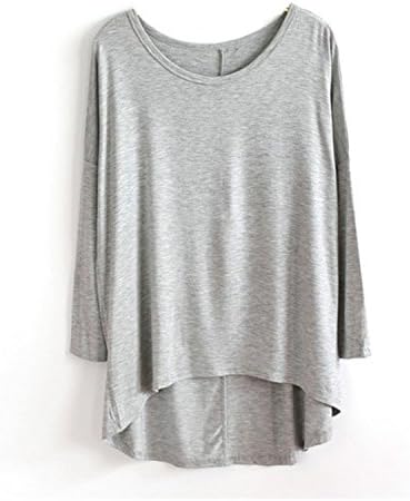 Pullover Sweater Women Long Sleeve Asymmetrical Hem Modal Oversized Knit Sweater (Light Grey)