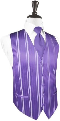 Striped Men's High Quality 5 Button Full Back Satin Vest - Many Colors (Medium, Freesia)