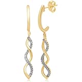 10k Yellow Gold Diamond Criss-Cross Earrings (1/6 cttw, I-J Color, I2-I3 Clarity)