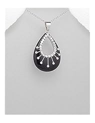 Onyx Pendant Necklace In Sterling Silver
