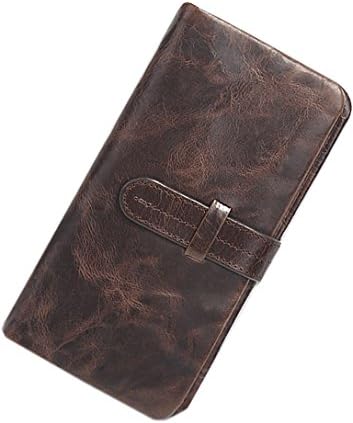 Men's Long Vintage Classic Money Clip Male Leather Card Wallet Purse Coffee