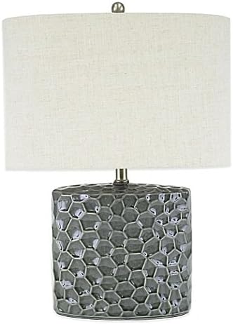 Arianna Oval Ceramic Table Lamp in Grey with Cream Shade