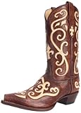 Tony Lama Women's Earth with Creme Inlay VF3024 Boot,Earth Santa/Creme,9 B