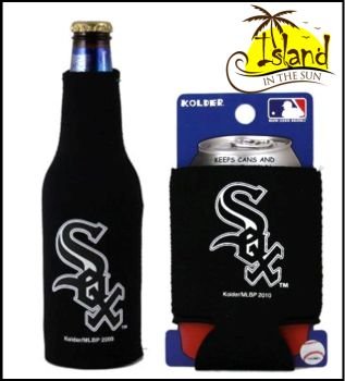 SET OF 2 CHICAGO WHITE SOX CAN & BOTTLE KOOZIE COOLER