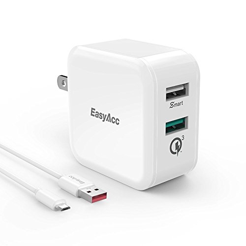 [Quick Charge 3.0] EasyAcc 30W Wall Charger 2-Port Smart Adapter for HTC One A9, LG G5, General Mobile GM5+,iPhone 6s, 6 Plus, iPad Pro / Air / Mini, Galaxy S7 S6 Edge and More