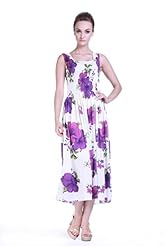 Flowy Rayon Tank Floral Print Party Dress/Maxi Dress 