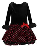 Clearance Black & Red Dotted Maribou Fur Dress ~ 2T to 4T ~ Immediate Shipment for Christmas
