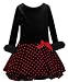 New Black & Red Dotted Maribou Fur Dress ~ 2T to 4T ~ Christmas Holiday