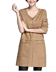 Plus Size V-neck Polyester/Velvet Long Sleeves  Dress