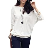 Allegra K Women Round Neck Mesh Decor Sleeve Autumn Loose Shirt
