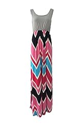 Chevron Print Sleeveless Silk Full Length  Dress