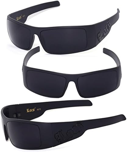 Locs Mens Cholo Biker Sunglasses - Matte Black (Black Logo) LC51