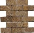 2x4 Noche Noce Tumbled Travertine Mosaics Meshed on 12x12 sheet