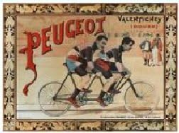 FRENCH VINTAGE METAL SIGN 20x15cm RETRO AD PEUGEOT TANDEM BIKE