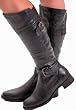EyeCatchShoes - Madison Biker Style Faux Leather Boots Black Size 3