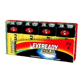 Click here to buy Eveready Gold Alkaline Batteries 9 Volt, Pack of 4 by Eveready.
