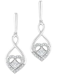 Diamond Infinity Heart Earrings 1/4ctw