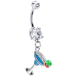 Blue Margarita Glass Belly Ring