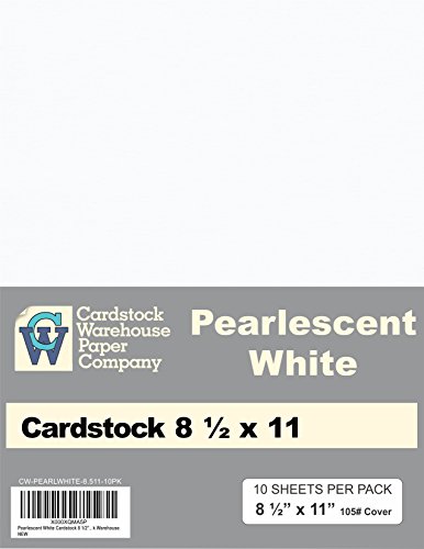 Pearlescent White - Metallic Shimmer Cardstock Paper 105 lb. 8 1/2