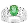 14K White Gold Emerald and Diamond Ring