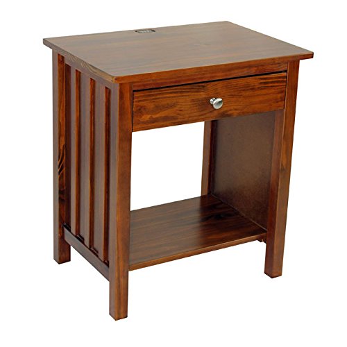 Reviews Casual Home Night Stand With Usb Port 27 Inch Warm Brown Elittferi Fett