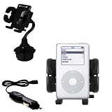 Apple iPod 4G 20GB Auto Cup Holder with Car Charger - Uses Gomadic TipExchange