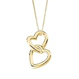 14K Yellow Gold ''Double Hearts'' Linked Necklace