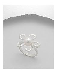 Flower Fresh Water Pearls Ring In 92.5 Sterling Silver