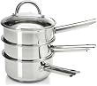 Gourmet Standard 4 piece, 2 Quart Stainless Steel Double Boiler / Steamer Set with Glass Lid - DS11009
