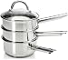 Kitchen & Housewares : Gourmet Standard 4 piece, 2 Quart Stainless Steel Double Boiler / Steamer Set with Glass Lid - DS11009