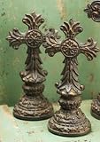 Ornate Cross Figurine Statuary (set of 2)