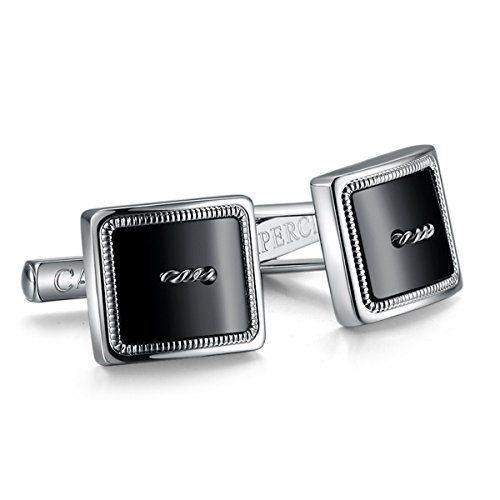 Caperci Men's Contemporary Black Onyx Cufflinks Tuxedo Shirt Cuffs