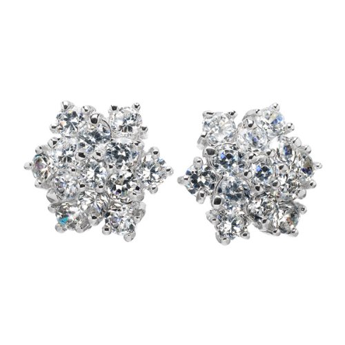 Lana’s Cluster CZ Stud Earrings – Rhodium Electroplated 925 Sterling Silver