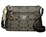 Coach Signature Poppy Swingpack Hearts Crossbody Messenger Bag Purse 46134 Black Gold