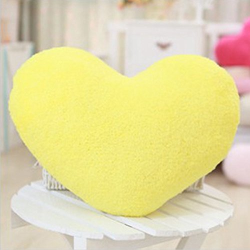 HuaYang 1/5 Colors Soft Sweet Love Heart Shape Fluffy Throw Pillows Cushions(Yellow)