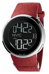 Stainless Steel 114 I-Gucci Black Dial Red Rubber Strap