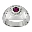 14K White Gold Man's Ruby and Diamond Ring
