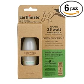 Earthmate EP05129 5-Watt Dimmable Candle 2700K Bulb, 6 Pack by Earthmate