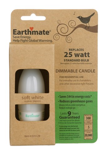 earthmate ep05129 5 watt dimmable candle 2700k bulb 6 pack  more detail click!