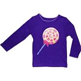 Carter's（カーターズ） 紫キャンディーロンT パープルリボン&ラメ入りペロペロキャンディープリント長袖Tシャツ,コーデトップス