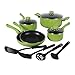 Gibson Colorsplash Everton 12-Piece Cookware Set, Green