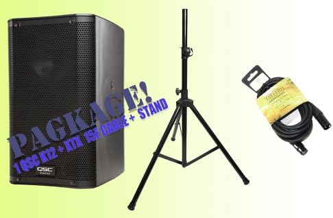 QSC K12 2-Way Powered Loud Speaker 1000 Watts 1x12" With Stand and XTX-18G15F 15Ft Cable