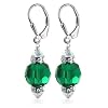 SCER269 Made with Swarovski Elements� Emerald Crystal .925 Sterling Silver Leverback 1.5" Long Dangle Earrings