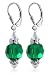 Emerald Swarovski Crystal Sterling Silver Leverback 1.5" Long Dangle Earrings